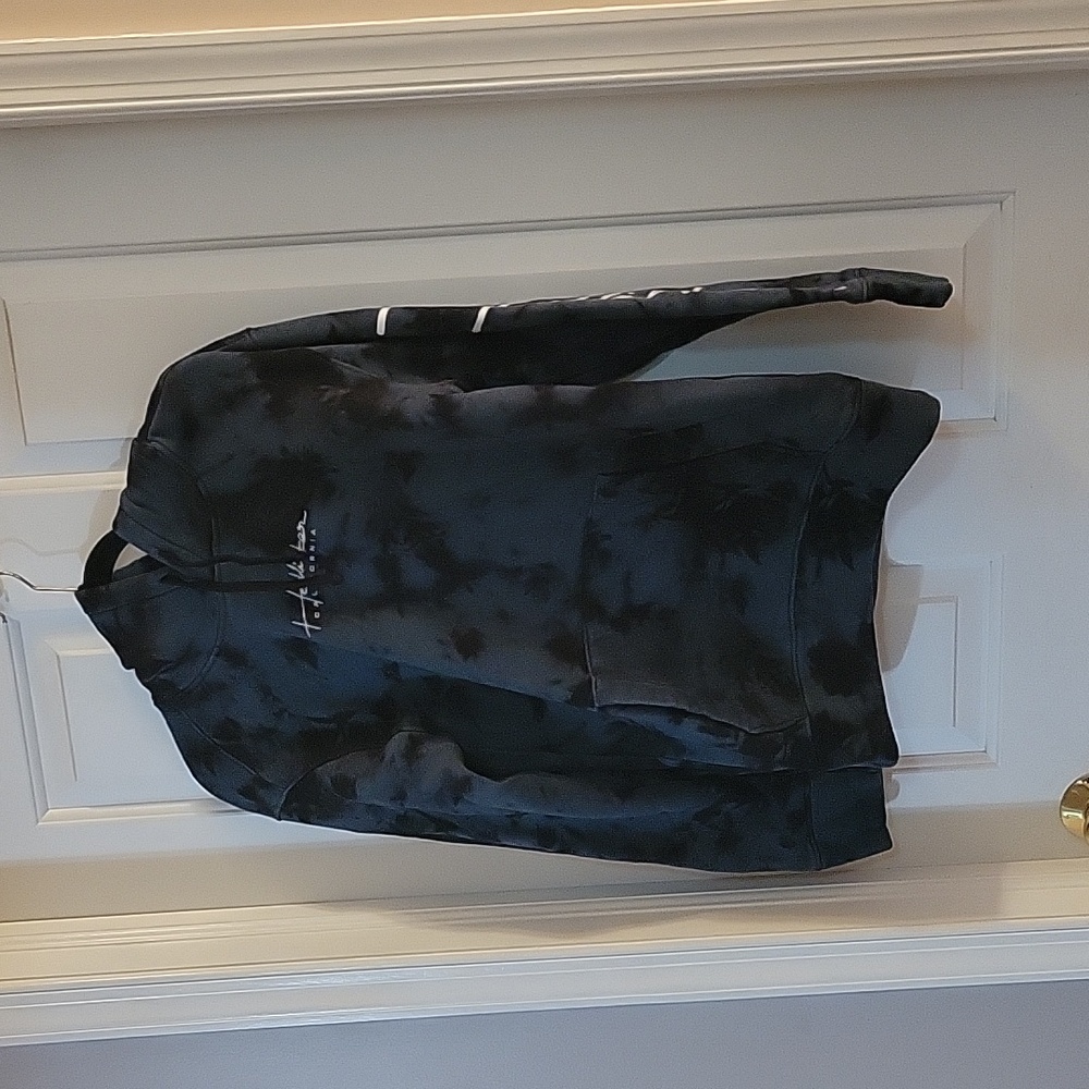 Hollister blue gray with black splatter hoodie small
